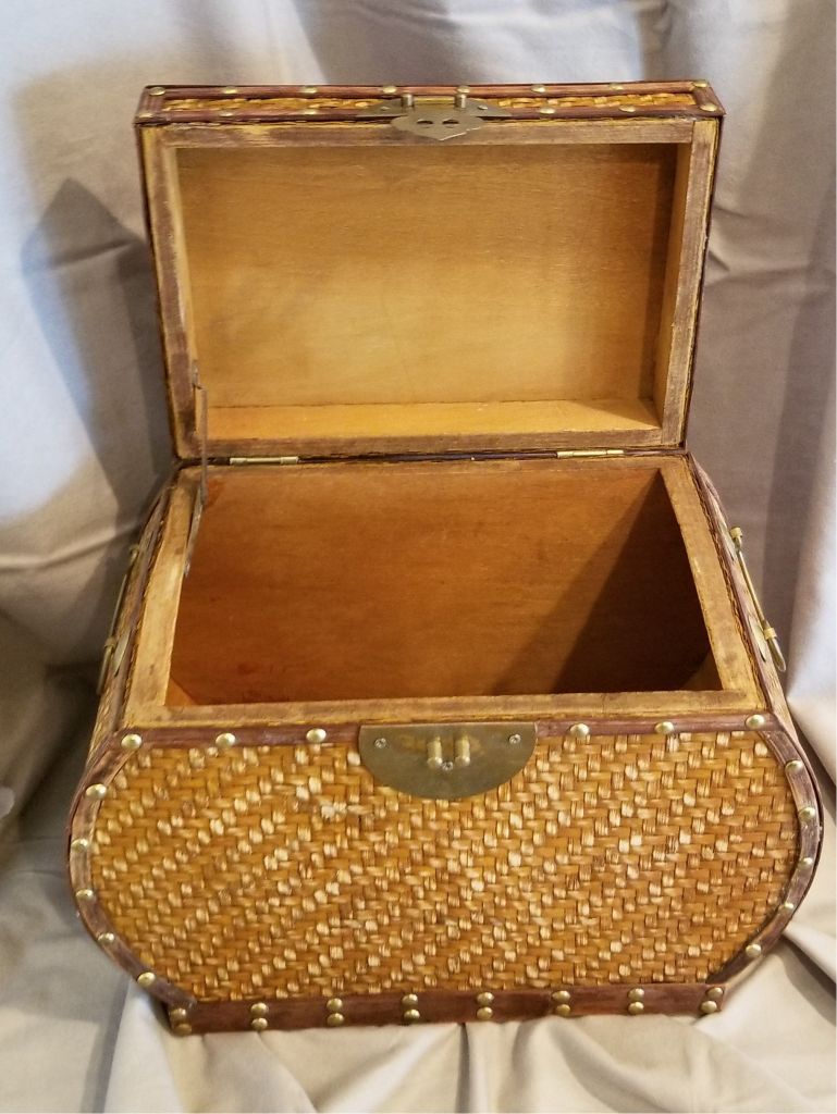 Unique Chinese Wood and Cane Box