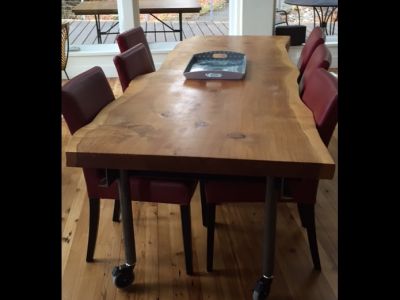 Custom Double Live Edge Sequoia Slab Dinning Table