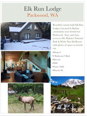 Elk Run Lodge - Cabin in Packwood, WA - 2 nights