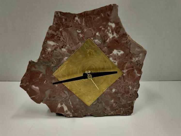 Handcrafted Stone Clock with Brass Accents #1