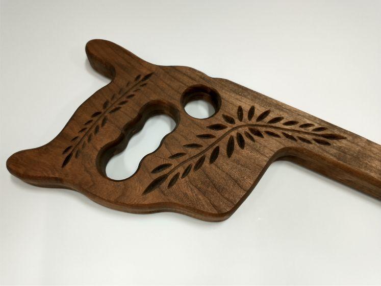 Wooden Walking Cane with Engraved Handle