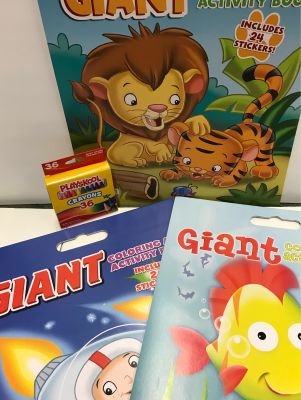 Set of Three Giant Size Coloring and Activity Books with Stickers