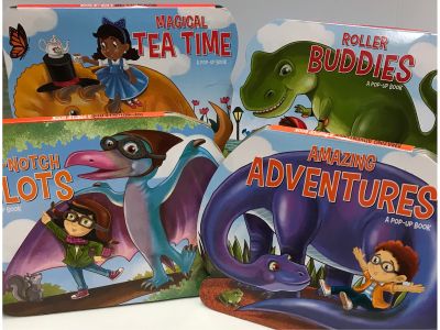 Set of Four Dinosaur Pop-Up Board Books for Children