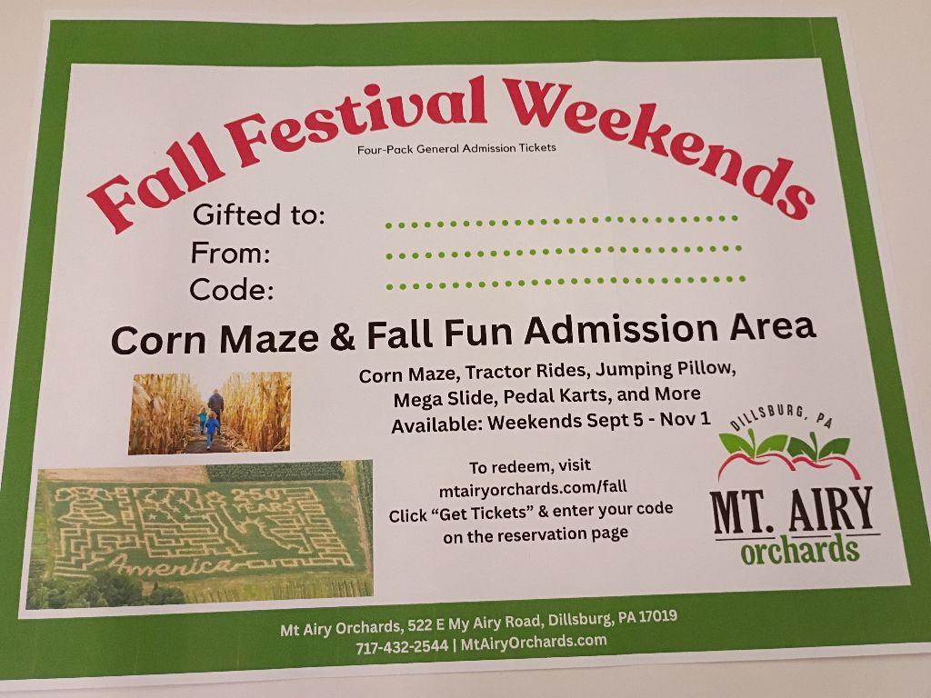 Corn Maze and Fall Fun Admission Tickets (4-pack)
