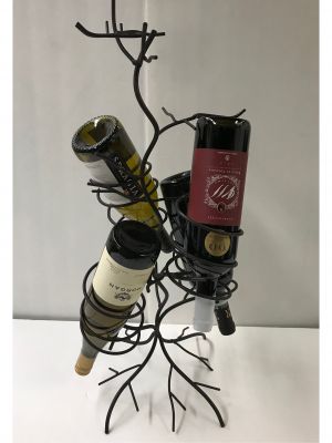 Metal Wine Rack and Wine Assortment