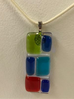 Color Block Glass Pendant Necklace