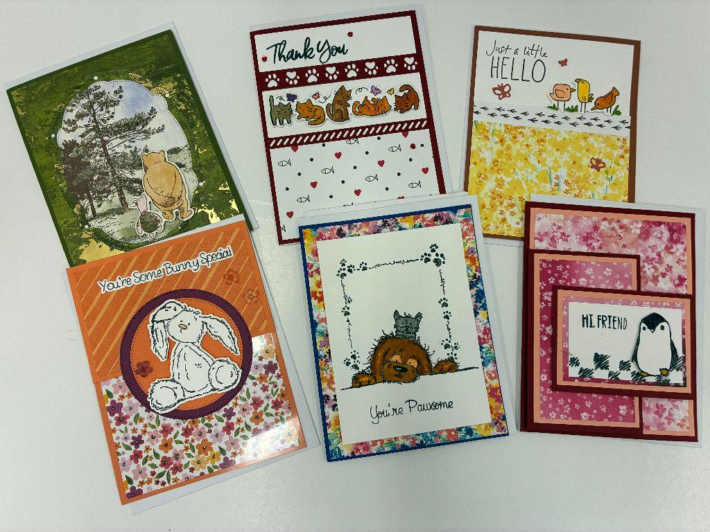 Set of 6 Handcrafted  Greeting Cards: Whimsical Anim...