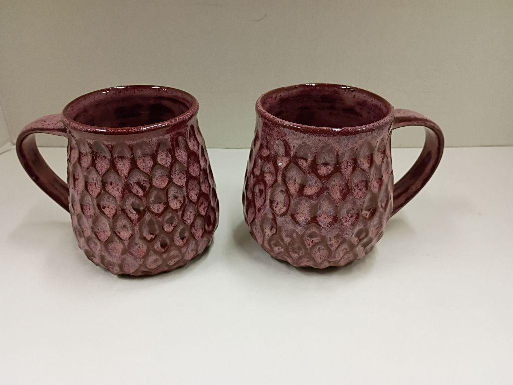 Pair of Wheel Thrown and Carved Mugs