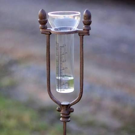Rustic Cast Iron Acorn Rain Gauge Stake