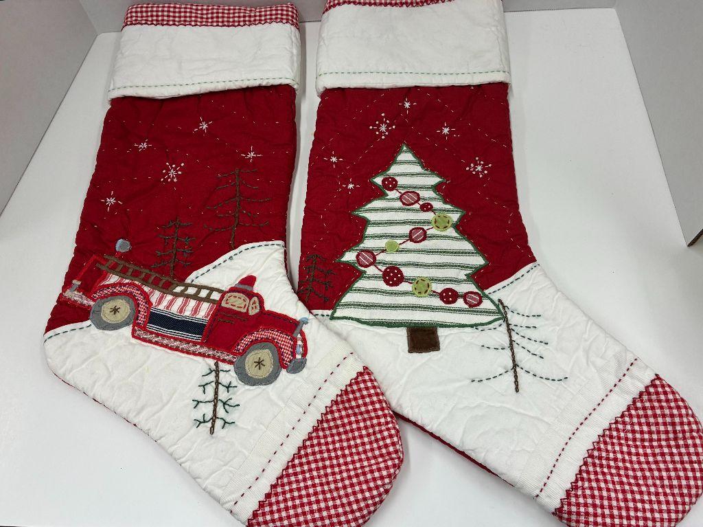 Large Red and White Cotton Christmas Stockings