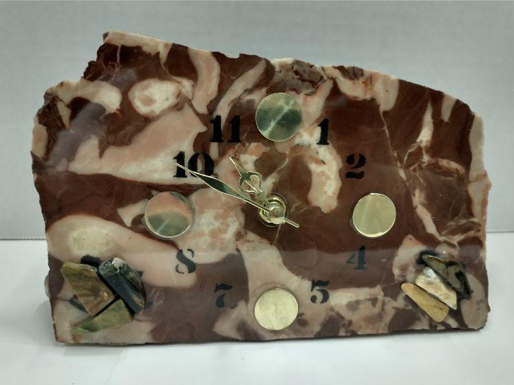 Handcrafted Stone Clock with Brass Accents #2