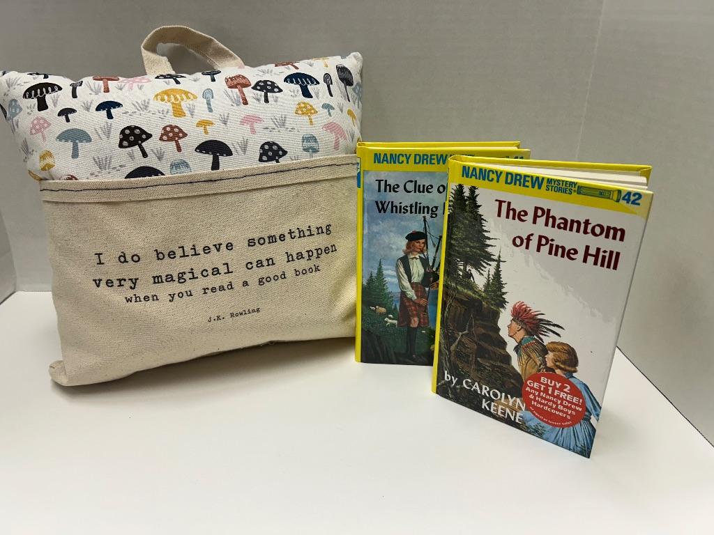 Reading Pillow and Nancy Drew Books