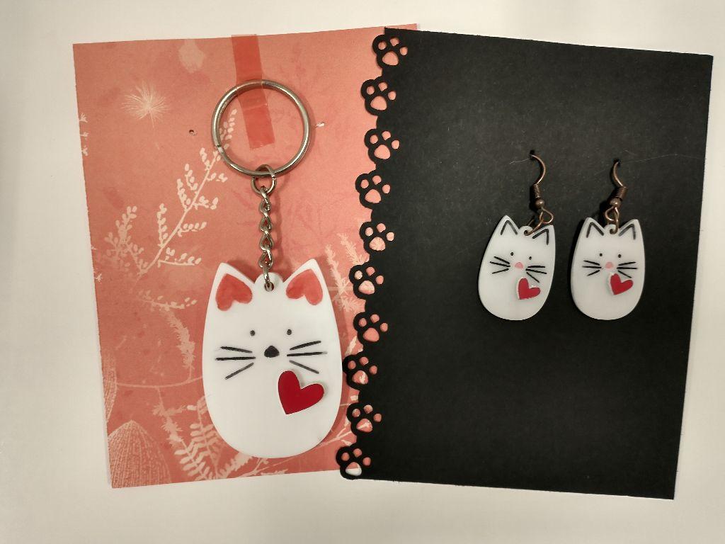 Feline Lover Earrings and Key Chain