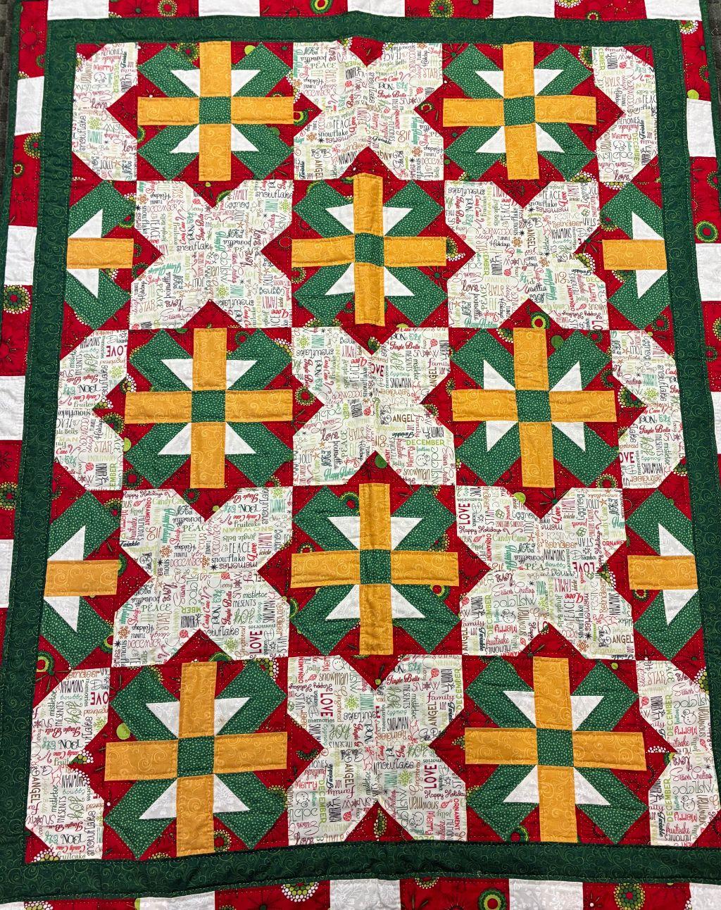 Crazy Patch Santa Christmas Throw