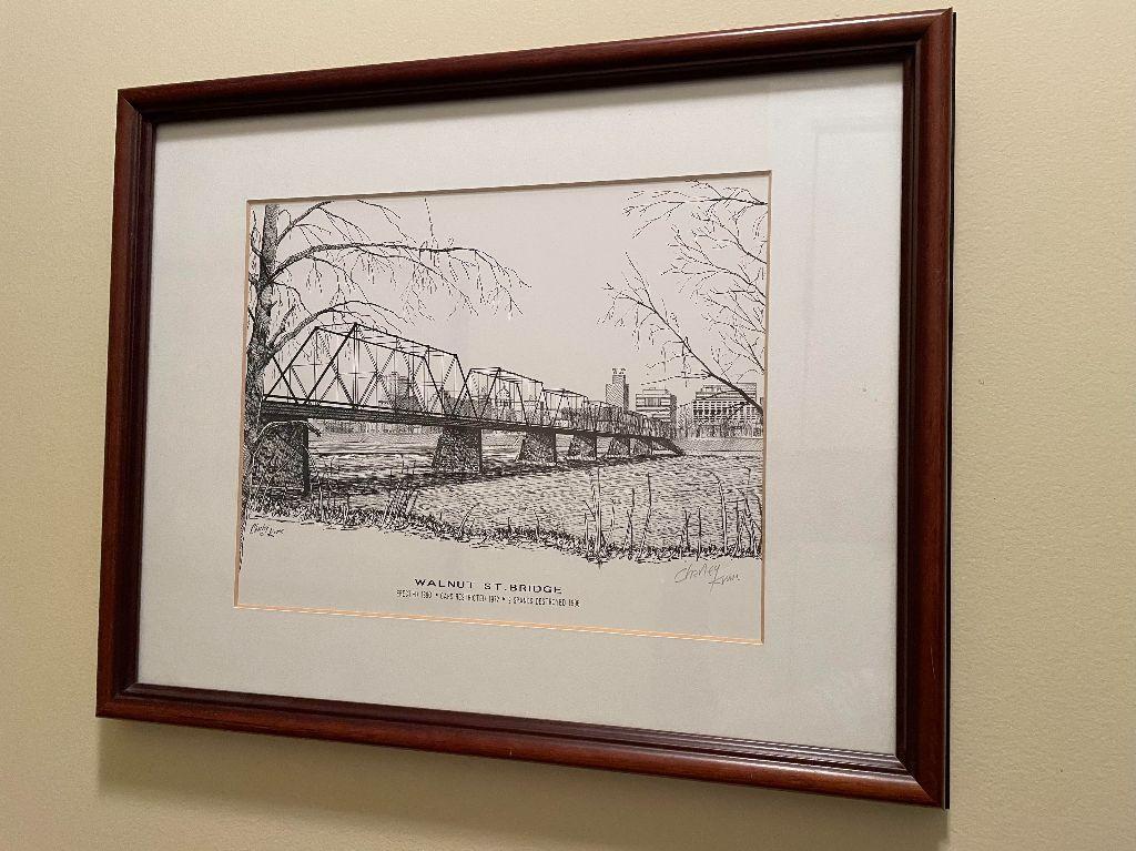 Walnut Street Bridge Ink Drawing