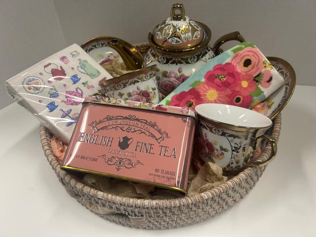 Vintage Tea Set Basket #1