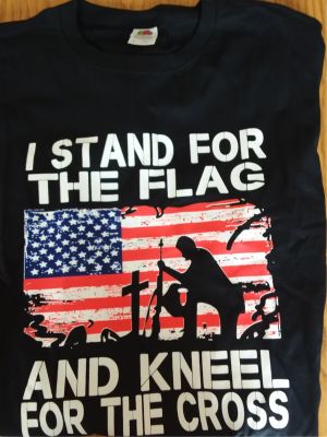 BASKET- I Stand for the Flag and Kneel for the Cross T-shirt + Assorted Amish Chocolates + Magnetic Therapy Bracelet