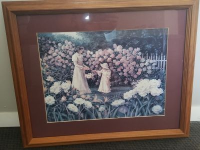 Framed artwork- Girls in garden