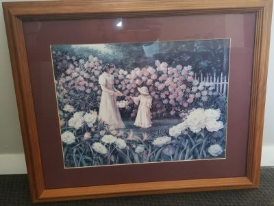 BASKET - Framed artwork- Girls in garden