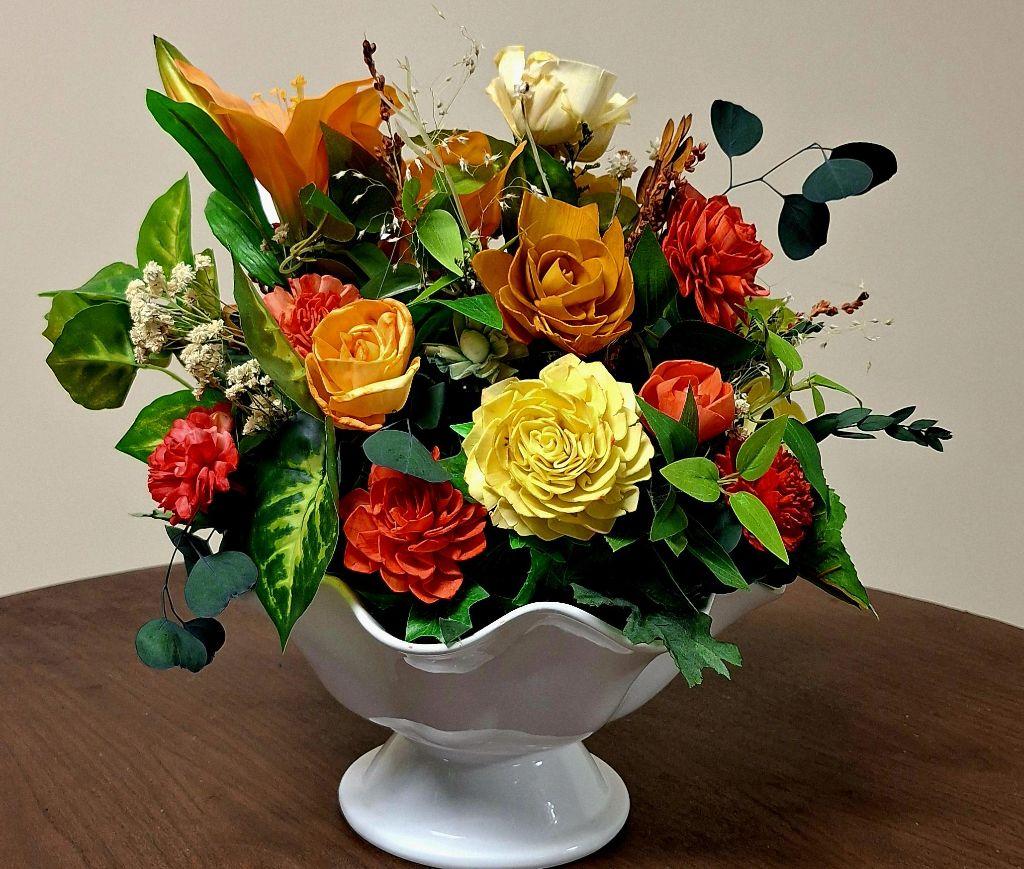 Forever in Bloom: Handcrafted Wood Flower Centerpiec...