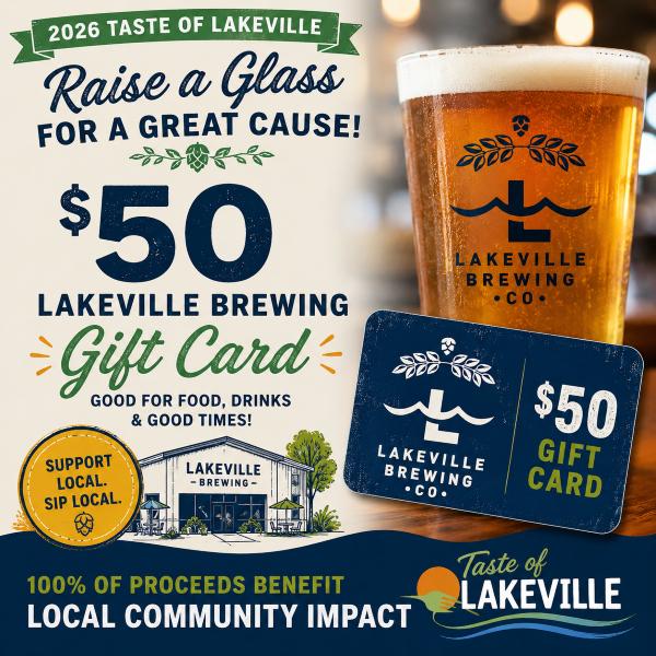 Raise a Glass! $50 Lakeville Brewing Gift Card