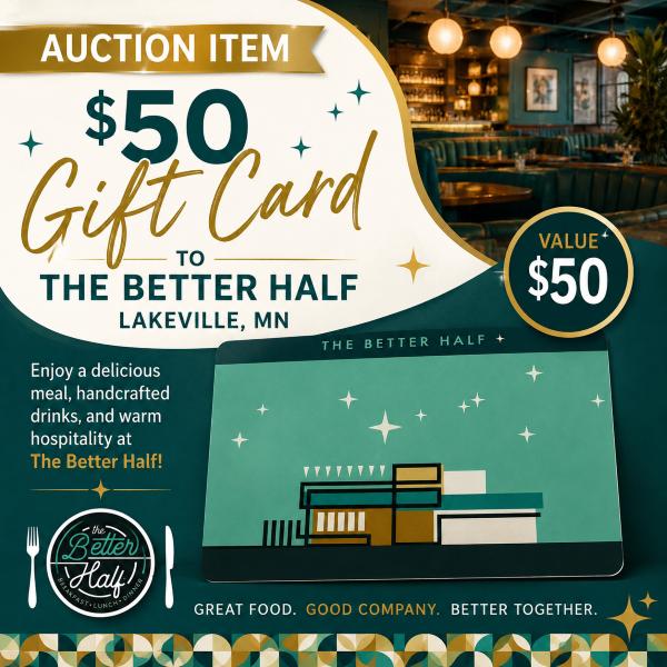 Dine at The Better Half  $50 Gift Card