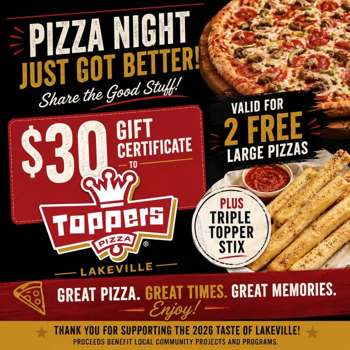 Pizza Night! Toppers Pizza – 2 Large Pizzas an...