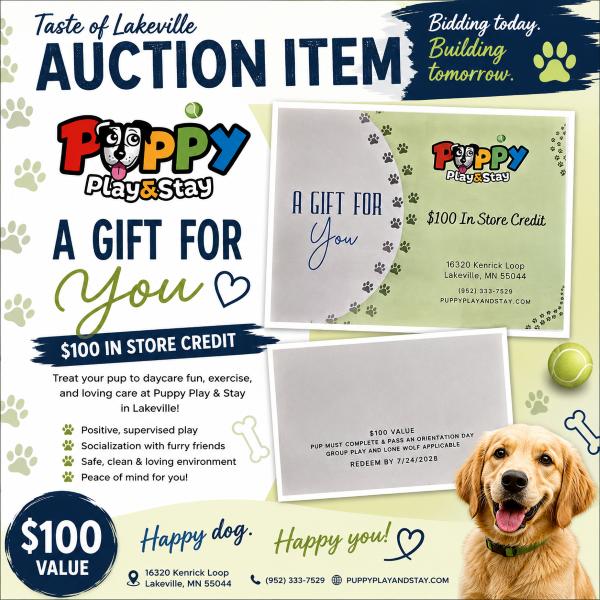 Pamper Your Pup – $100 Puppy Play and Stay Cre...