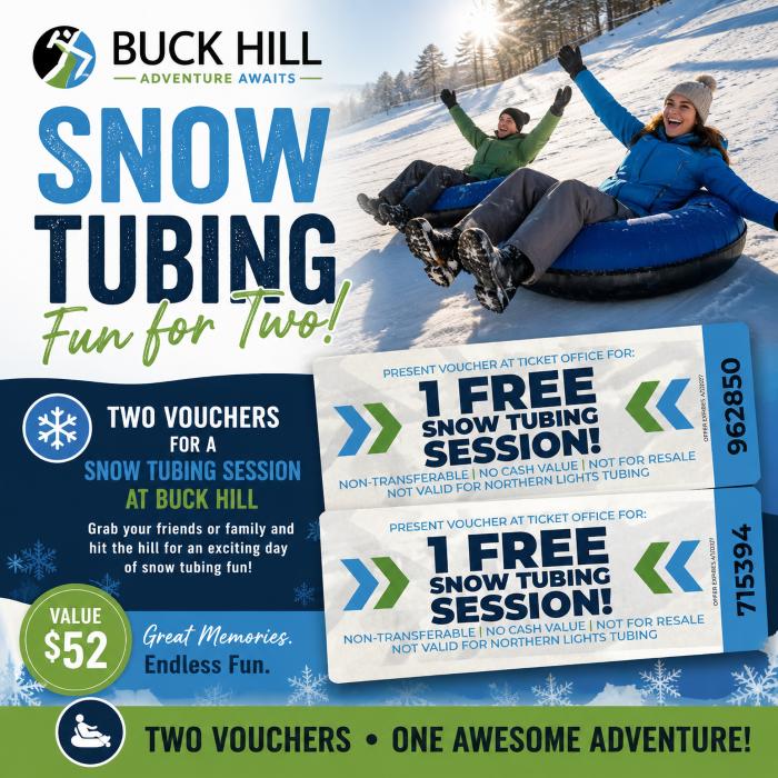 Snow Tubing Fun for Two at Buck Hill