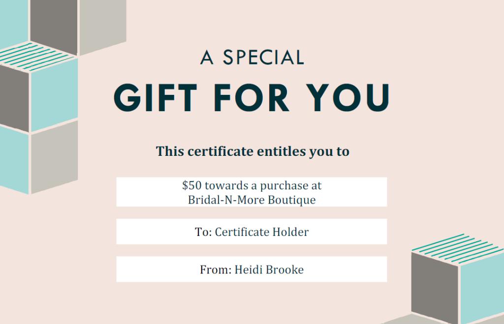 $50 Gift Card to Bridal-N-More Boutique