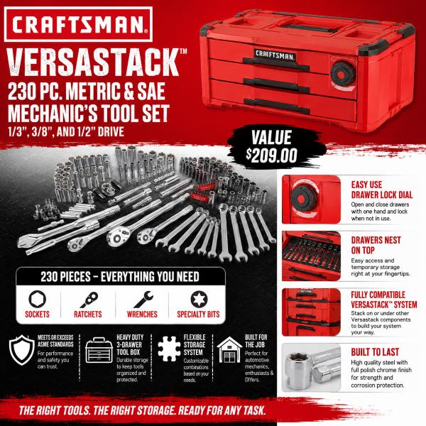 Craftsman VERSASTACK 230-Piece Mechanic’s Tool...