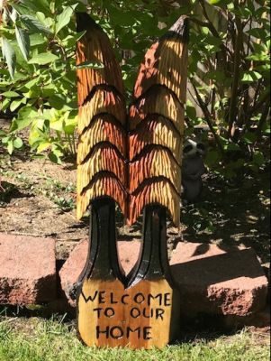 Welcome to Our Home Carved tree