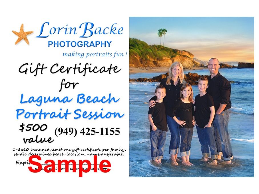 Laguna Beach Portrait Session + 8x10 Print with Lori...