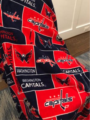 Handmade C-A-P-S Tie Blanket by Mrs. Moore
