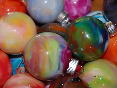 Miss  Benowitz  Bulldogs  Melted  Crayon  Glass  Ball  Ornaments