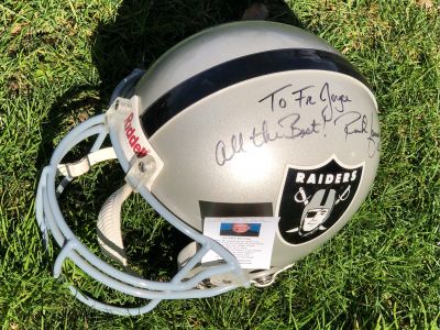 Autographed Raiders Helmet from Father Joyce
