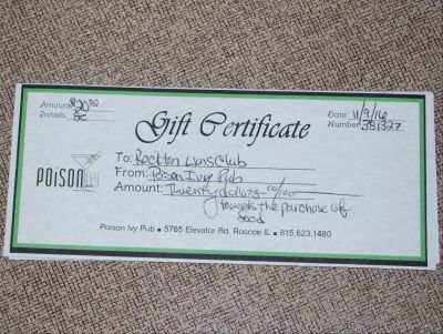 $20 gift certificate for Poison Ivy Pub
