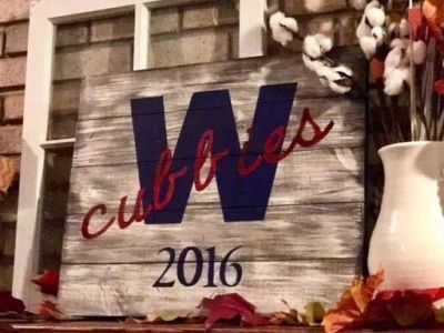 Painting class for 4 and Wooden Cubs Sign