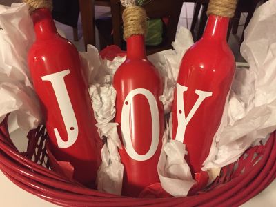 JOY Wine bottle centerpiece