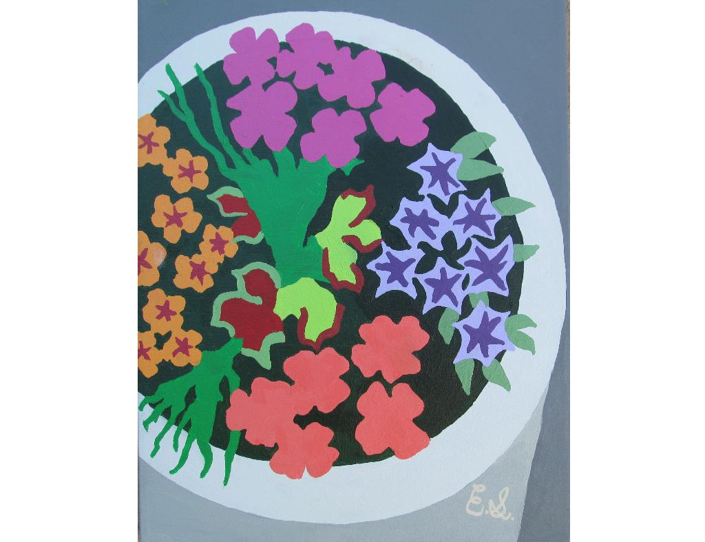 Downtown Flower Pot - Painting by Earl Sawyer