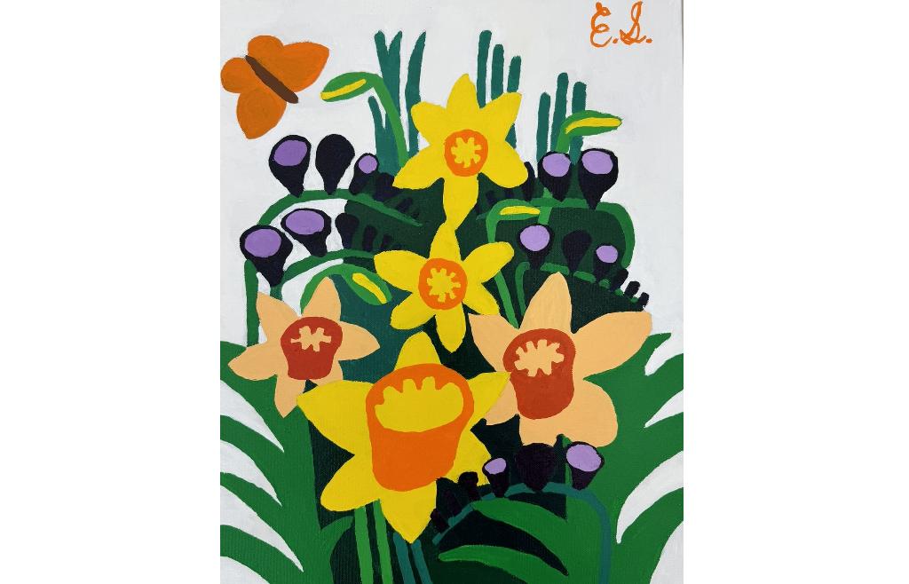''Daffodils and Freesias''  Painting by Earl Sawyer