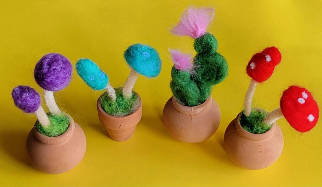 Felted Arrangement in Tiny Terracotta Pot
