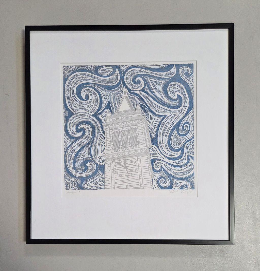 Framed Campanile Block Print by Delilah Higgins