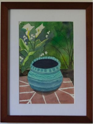 Garden Still Life Framed Watercolor