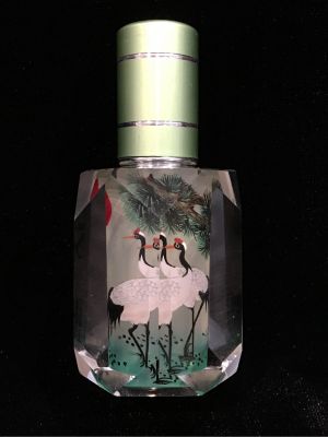 Painted Glass Perfume Bottle - Cranes