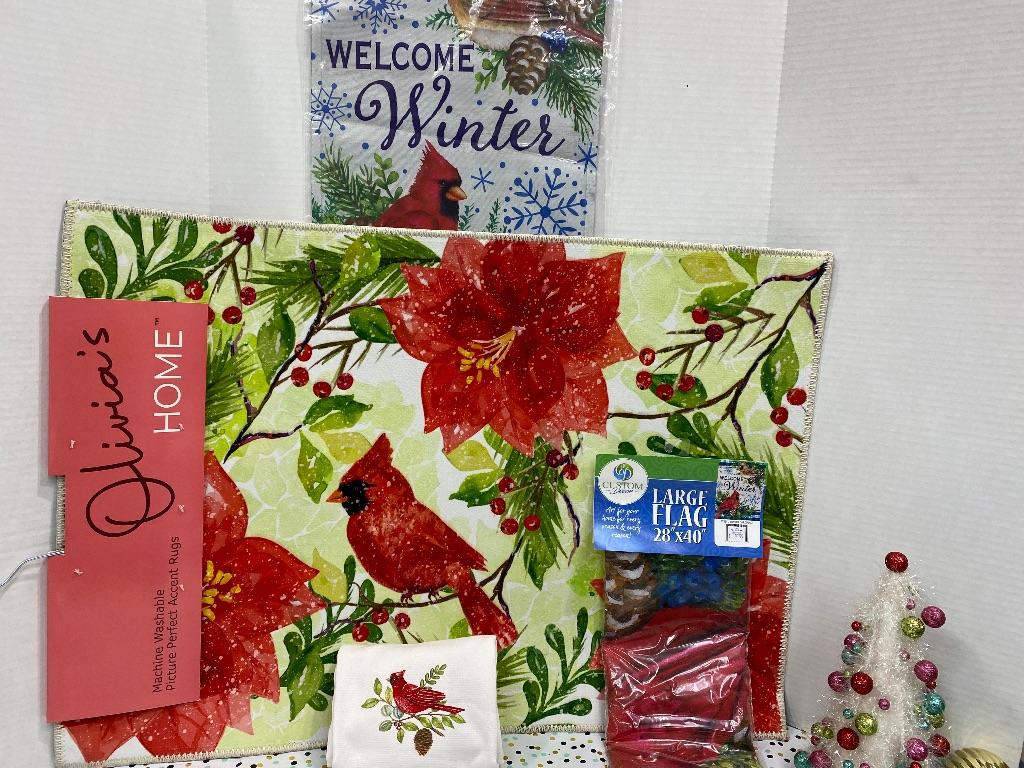 Festive Poinsettia & Cardinal Set