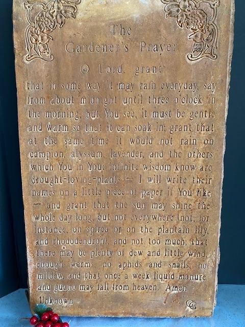 Gardener's Prayer Stone Tablet