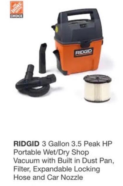 Ridgid 3 gallon Wet Dry Shop Vac