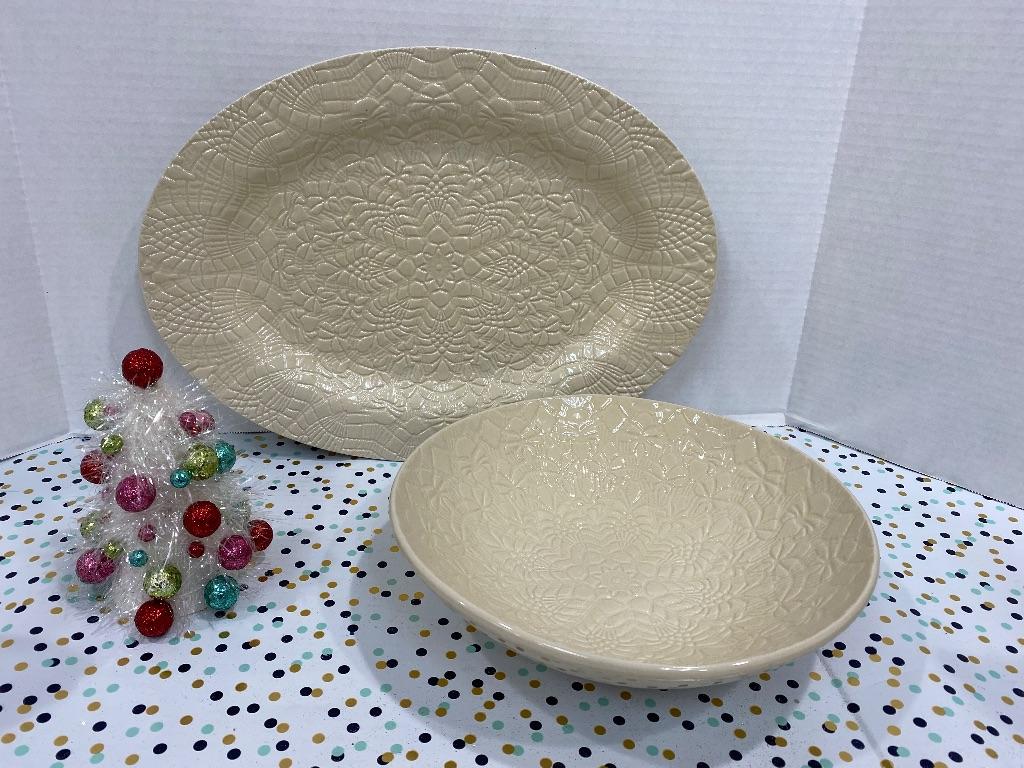 Ivory Grace Platter and Bowl