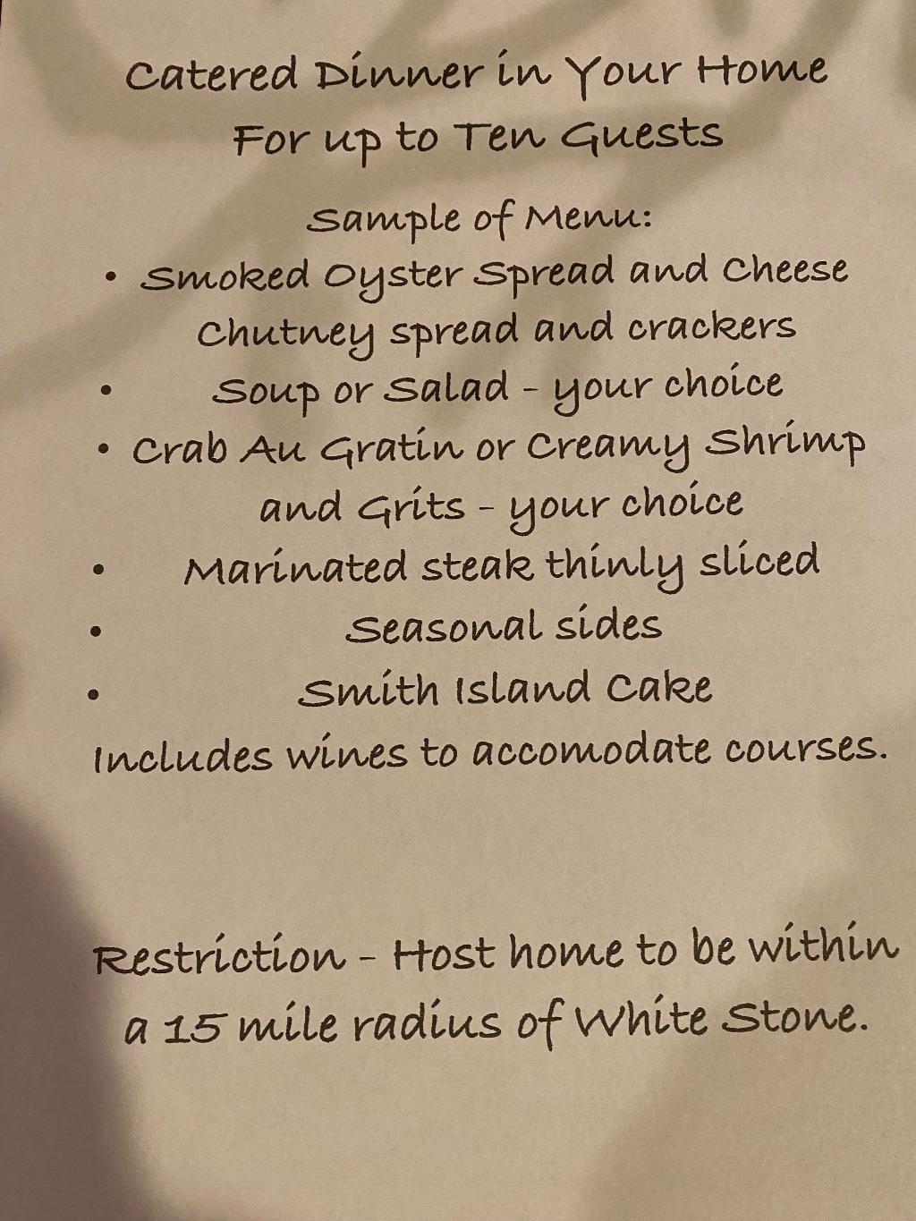 Catered Dinner in Your Home